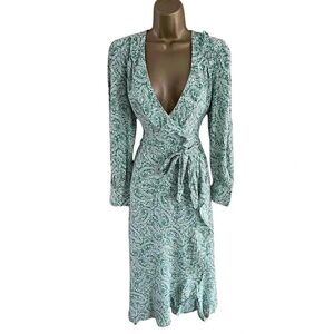 Per Una Teal Paisley Long Sleeve Dress